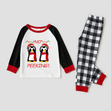 Christmas Matching Family Pajamas Funny No Peeking Penguins Gray Pajamas Set