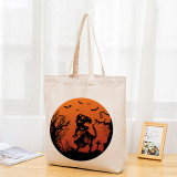 Halloween Eco Friendly Midnight Dinosaurs Handle Canvas Tote Bag