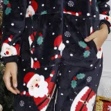 Women Santa Claus Cotton Fennel Hooded Bodysuit Christams Pajamas