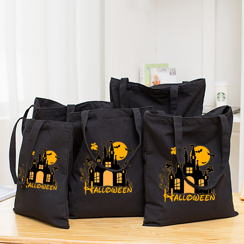 Halloween Eco Friendly Midnight Castles Handle Canvas Bottomless Tote Bag