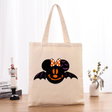 Halloween Eco Friendly Cartoon Cute Mouse Bat Handle Canvas Bottomless Tote Bag