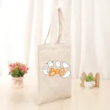 Halloween Eco Friendly Cute Ghost Boo Handle Canvas Bottomless Tote Bag