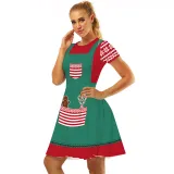 Women Christmas A-Line Short Sleeve Round Neck Elf Ugly Dress