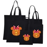 Halloween Eco Friendly Cartoon Cute Jack-o'-lantern Handle Canvas Bottomless Tote Bag