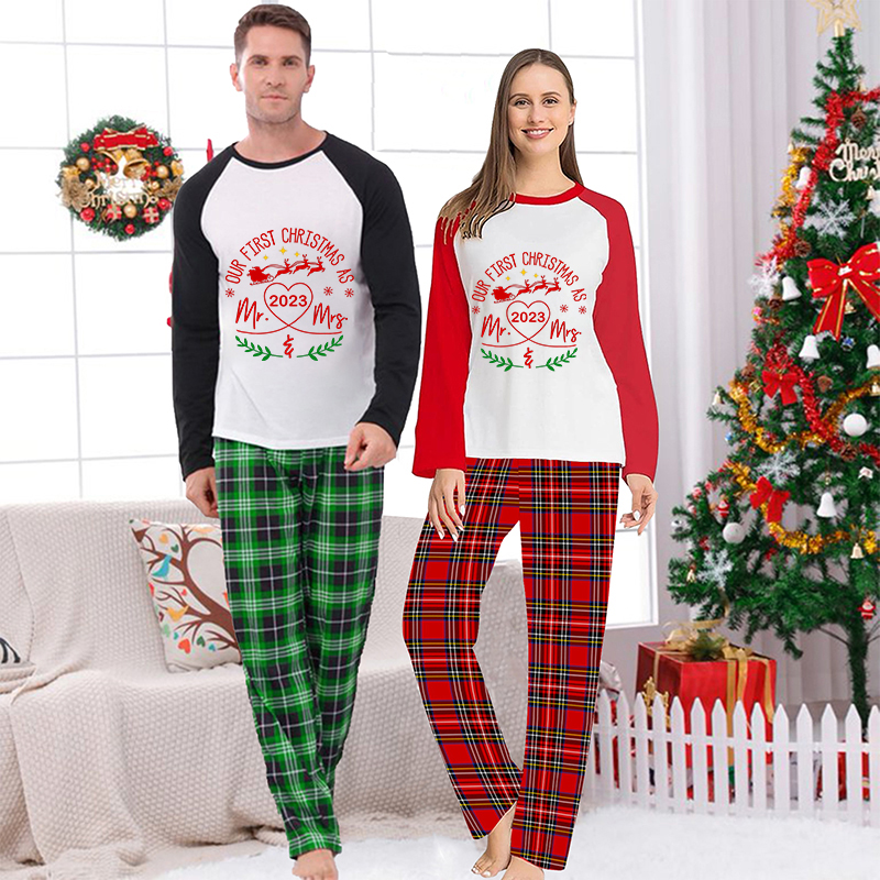 2023 Couple Matching Christmas Pajamas Our First Or Second Christams DIY Loungwear Green Pajamas Set