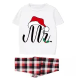 Couple Matching Christmas Pajamas Christmas Hat Mr & Mrs. Loungwear Short Pajamas Set