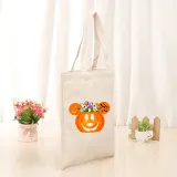 Halloween Eco Friendly Jack-o'-lantern Handle Canvas Bottomless Tote Bag