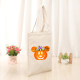 Halloween Eco Friendly Jack-o'-lantern Handle Canvas Bottomless Tote Bag