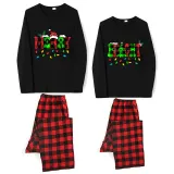 Couple Matching Christmas Pajamas Merry Bright Loungwear Black Pajamas Set