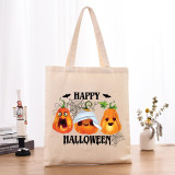 Halloween Eco Friendly Pumpkins Devil Handle Canvas Bottomless Tote Bag