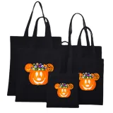Halloween Eco Friendly Jack-o'-lantern Handle Canvas Bottomless Tote Bag