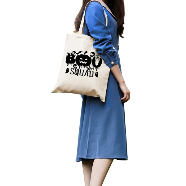 Halloween Eco Friendly BOO Squad Handle Canvas Bottomless Tote Bag