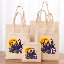 Halloween Eco Friendly Witch's Castle Handle Canvas Bottomless Tote Bag