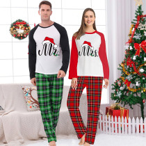 Couple Matching Christmas Pajamas Christmas Hat Mr & Mrs. Loungwear Green Pajamas Set
