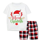 Christmas Matching Family Pajamas Red Hat Merry Christmas Deer Short Pajamas Set