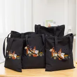 Halloween Eco Friendly Gnomie Jack-o'-lantern Handle Canvas Bottomless Tote Bag