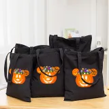 Halloween Eco Friendly Jack-o'-lantern Handle Canvas Bottomless Tote Bag