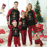 Christmas Matching Family Pajamas Snowflake Rocking Around The Christmas Tree Black Pajamas Set