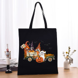 Halloween Eco Friendly Gnomie Jack-o'-lantern Handle Canvas Bottomless Tote Bag