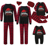 Christmas Matching Family Pajamas Red Hat Christmas Crew Black Pajamas Set