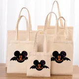 Halloween Eco Friendly Cartoon Mouse Bat Handle Canvas Bottomless Tote Bag