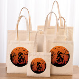 Halloween Eco Friendly Midnight Dinosaurs Handle Canvas Bottomless Tote Bag