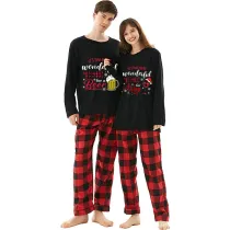 Couple Matching Christmas Pajamas It's The Wonderful Time Loungwear Black Pajamas Set