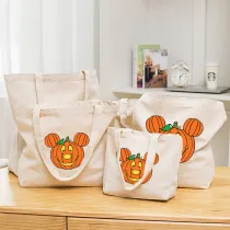 Halloween Eco Friendly Cartoon Jack-o'-lantern Handle Canvas Tote Bag