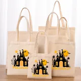 Halloween Eco Friendly Midnight Castles Handle Canvas Bottomless Tote Bag