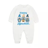 Christmas Matching Family Pajamas Happy Hanukkah Candlestick Gnomies Blue Pajamas Set