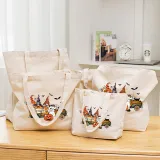 Halloween Eco Friendly Gnomie Jack-o'-lantern Handle Canvas Tote Bag