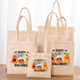 Halloween Eco Friendly Pumpkins Devil Handle Canvas Bottomless Tote Bag