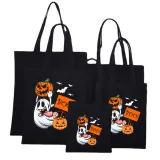 Halloween Eco Friendly Gost Pumpkin Basket Handle Canvas Bottomless Tote Bag