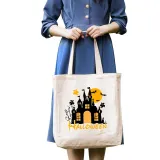 Halloween Eco Friendly Midnight Castles Handle Canvas Tote Bag