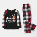 Christmas Matching Family Pajamas Merry Christmas Snowflake Deer Red Black Pajamas Set