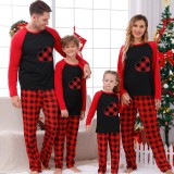 Christmas Matching Family Pajamas Red Plaid Heart Red Black Pajamas Set