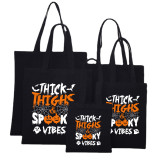 Halloween Eco Friendly Thick Thighs Spooky Vibes Handle Canvas Bottomless Tote Bag
