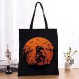 Halloween Eco Friendly Midnight Dinosaurs Handle Canvas Bottomless Tote Bag