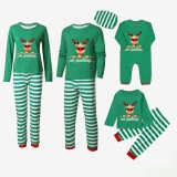 Christmas Matching Family Pajamas Funny No Peeking Deer Green Stripes Pajamas Set