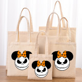 Halloween Eco Friendly Cartoon Cute The Nightmare Before Christmas Handle Canvas Bottomless Tote Bag