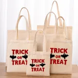 Halloween Eco Friendly Trick or Treat Handle Canvas Bottomless Tote Bag