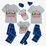 Christmas Matching Family Pajamas Christmas Family Elk Blue Short Pajamas Set