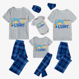 Christmas Matching Family Pajamas Happy Hanukkah Love and Light Blue Short Pajamas Set