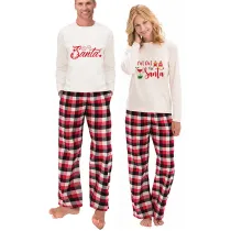Couple Matching Christmas Pajamas I Put Gingerbread Man For Santa Loungwear White Pajamas Set