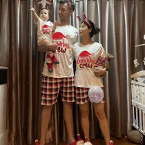 Christmas Matching Family Pajamas Red Hat Christmas Crew Short Pajamas Set