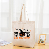 Halloween Eco Friendly The Boo Crew Cat Handle Canvas Tote Bag