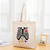 Halloween Eco Friendly Skeleton Ribcage Handle Canvas Tote Bag