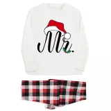 Couple Matching Christmas Pajamas Christmas Hat Mr & Mrs. Loungwear White Pajamas Set