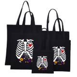 Halloween Eco Friendly Skeleton Ribcage Handle Canvas Bottomless Tote Bag