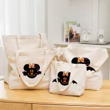Halloween Eco Friendly Cartoon Cute Mouse Bat Handle Canvas Tote Bag